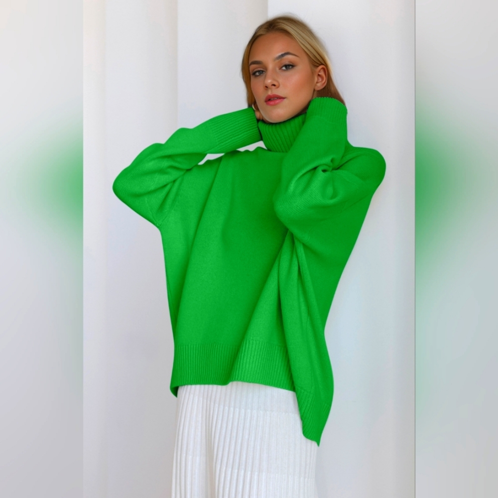 Basic Bae Turtleneck Dropped Shoulder Long Sleeve Sweater